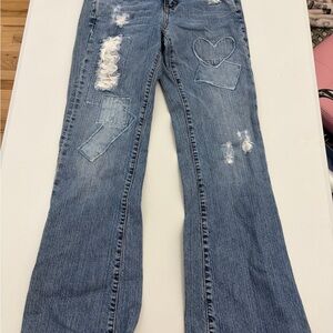 Hippie y2k heart square stamped jeans woman’s 3